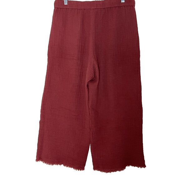 Eileen Fisher Crop Pant Medium Petite Pull On Elastic Waist Gauze Organic Cotton - Picture 3 of 11